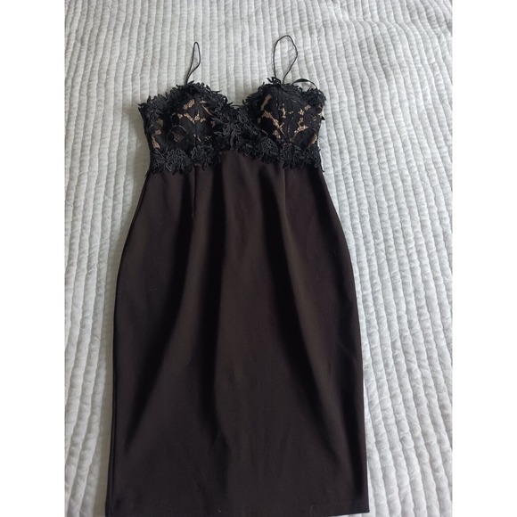 Black Papaya Cocktail Dress With Lace DETAILS, SIZE Medium - Picture 1 of 7